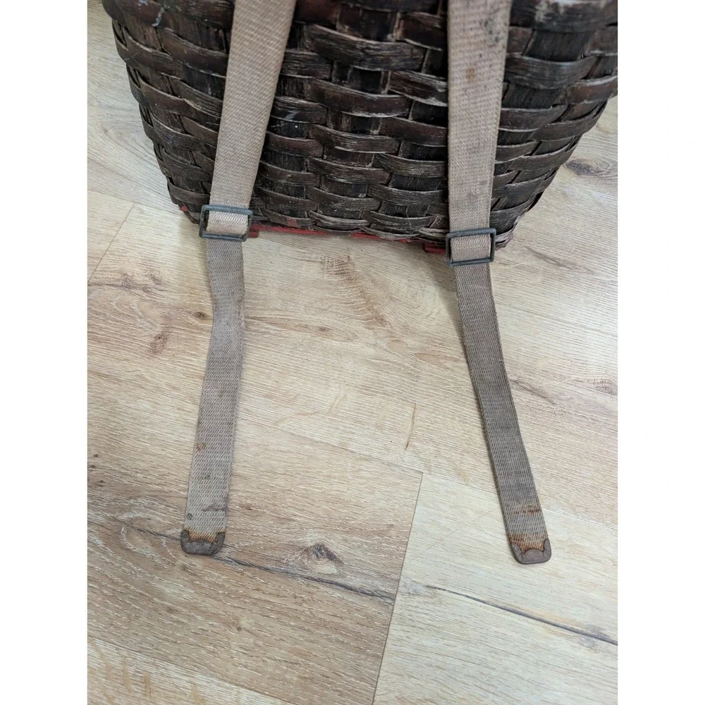 Vintage Early 20th C Adirondack Splint Trapper Pack Backpack Basket Primitive